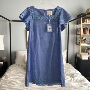 Sail to Sable Blue Gingham Ric Rac Dress